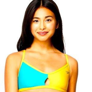 Speedo Women's Color Blocked Keyhole Tie Back Bikini Top. Sz. M. #313